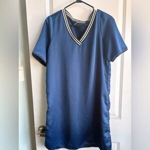 Scotch & Soda Blue V-Neck with Striped Collar
